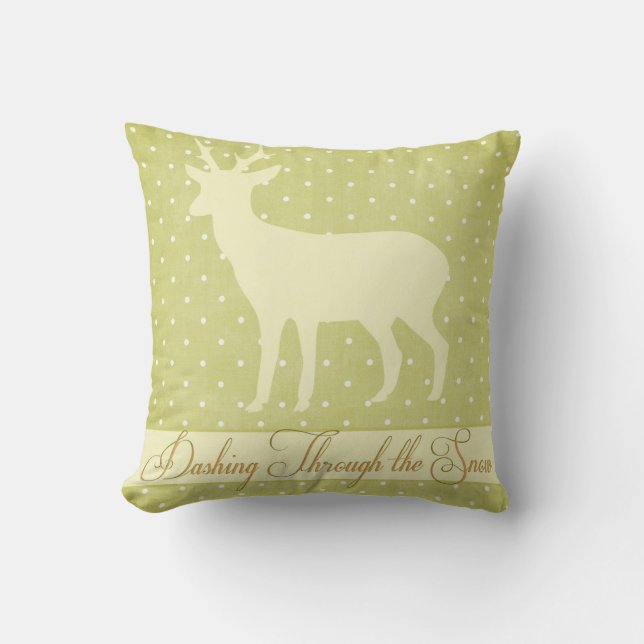 Dashing Deer Coussin - Lime Green Pois d1 (Recto)