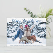 Dashing door de sneeuwkerstfotokaart (Staand voorkant)