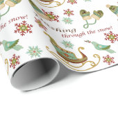 Dashing door de sneeuwretrokerst cadeaupapier (Rol Hoek)