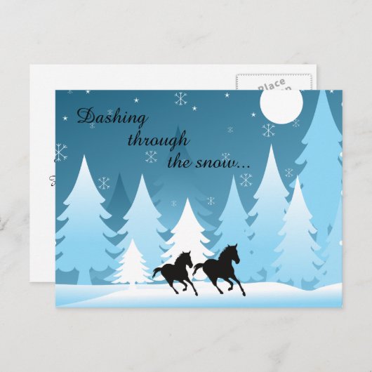 Dashing door het sneeuwpaard Kerstmis Feestdagenkaart (Voorkant / Achterkant)