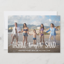 Dashing door het zand | Kerstfoto Feestdagenkaart