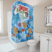 Dashing gooit de sneeuw douchegordijn (In situ)