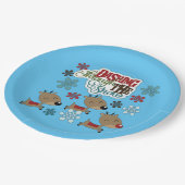 Dashing gooit de sneeuw papieren bordje (Gekanteld)