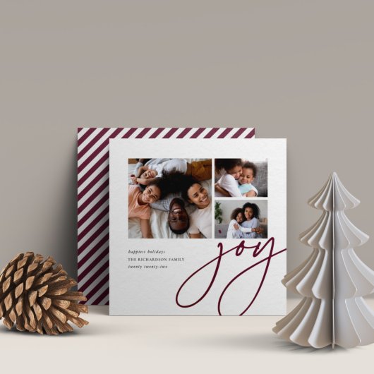 Dashing script | 3 Foto Collage Holiday Kaart