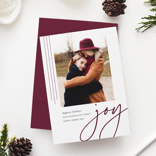 Dashing script | Joy | Verticale foto Feestdagenkaart