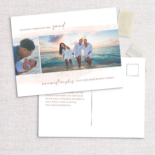 Dashing Through the Sand Holiday Photo Carte posta