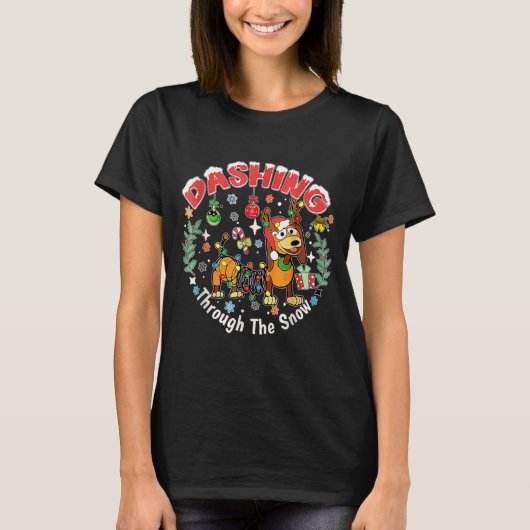 Dashing Through The Snow, Dog Christmas, Funny Chr T-shirt (Voorkant)