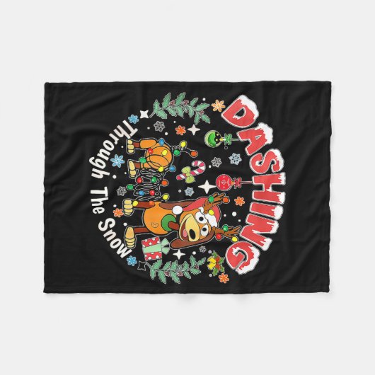 Dashing Through The Snow Slink Dog Christmas Fleece Deken (Voorkant (Horizontaal))