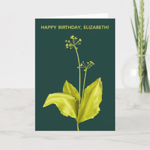 Daslook Groene Plant Botanische Kunst Verjaardag Kaart