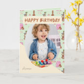 Dat Cat Life Cat Pattern Foto Name Birthday Kaart (Gele Bloem)