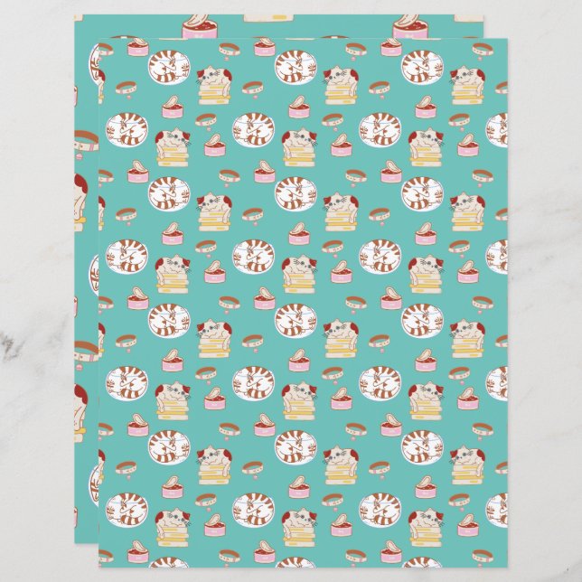 Dat Cat Life Scrapbooking Paper Cute Cat Pattern (Voorkant / Achterkant)
