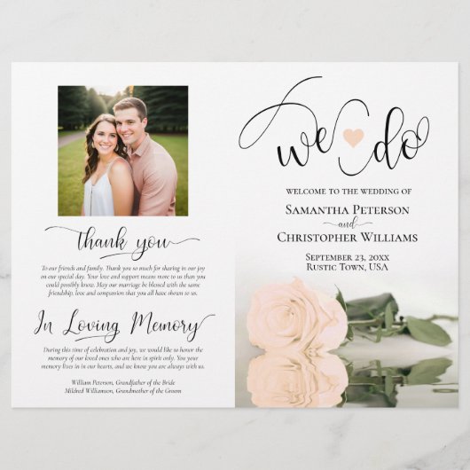 Dat doen we! Bleke Perzik Roos DIY Print Wedding P (Voorkant)