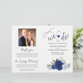 Dat doen we! Blue Boho Rozen DIY Vouw Trouwprogram (Staand voorkant)