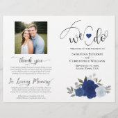 Dat doen we! Blue Boho Rozen DIY Vouw Trouwprogram (Voorkant)