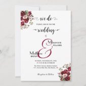 Dat doen we! Bourgogne Bloemen Script QR Code Huwe Kaart (Voorkant)