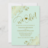 Dat doen we. Elegant Frilly Mint Green & Gold Wedd Kaart (Voorkant)