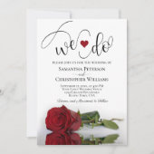 Dat doen we. Elegant Long Stemmed Red Rose Wedding Kaart (Voorkant)