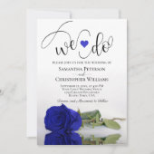 Dat doen we. Elegant Royal Blue Roos Romantic Wedd Kaart (Voorkant)