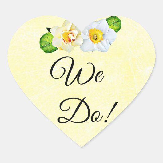 Dat doen we, Gele Daffodil Wedding Hart Sticker (Voorkant)
