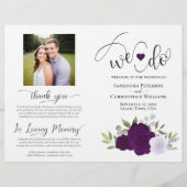 Dat doen we! Paarse Boho Rozen DIY Vouw Trouwprogr (Voorkant)