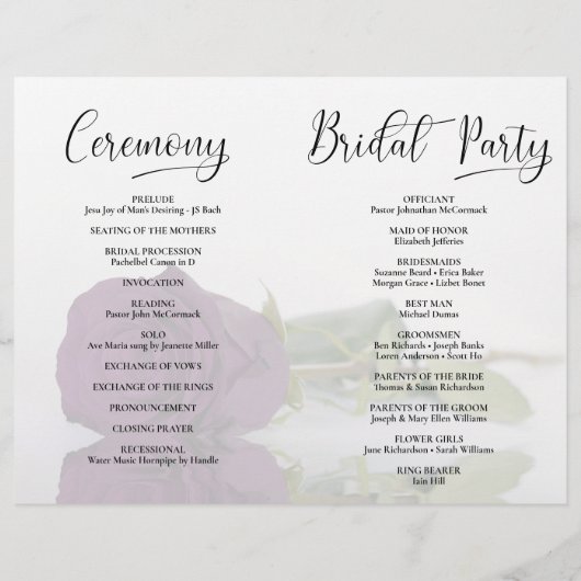 Dat doen we! Plum Paarse Roos DIY Vouw Trouwprogra (Achterkant)