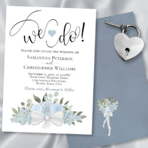 Dat doen we. Rustic Dusty Blue Romantic Floral Wed Kaart