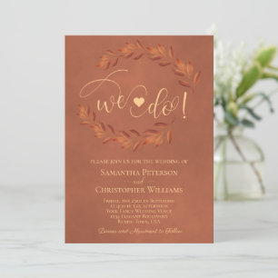 Dat doen we. Rustic Terracotta Leaves Elegant Wedd Kaart