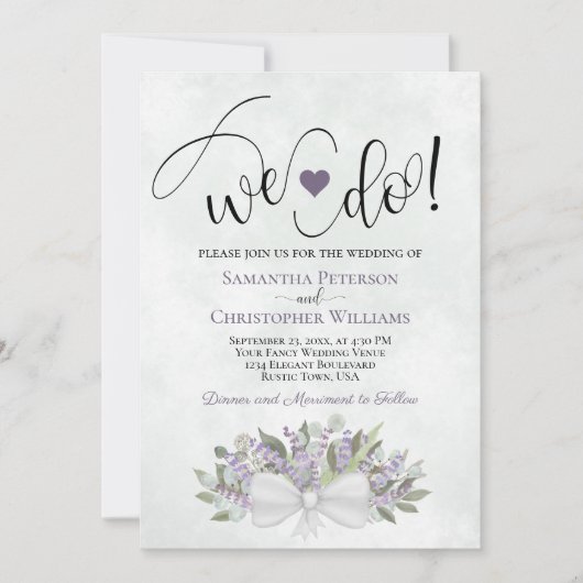 Dat doen we! Rustieke Eucalyptus & Lavendel bruilo Kaart (Voorkant)