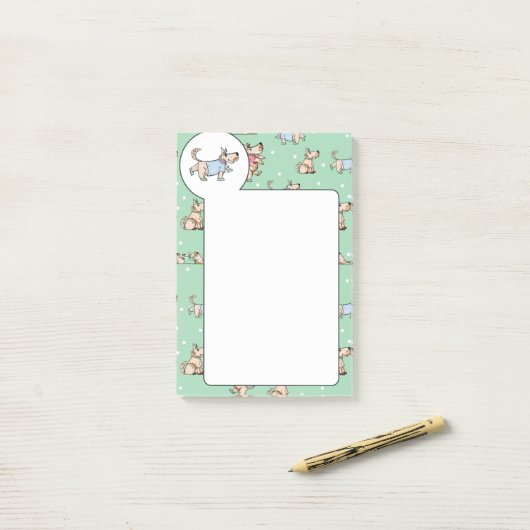 Dat Dog Life Green Dog Pattern Post-it® Notes (Op bureau)