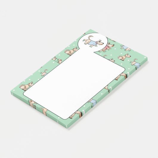 Dat Dog Life Green Dog Pattern Post-it® Notes (Schuin)