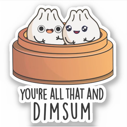 Dat is alles en Dimsum Funny Food Pun Sticker (Voorkant)