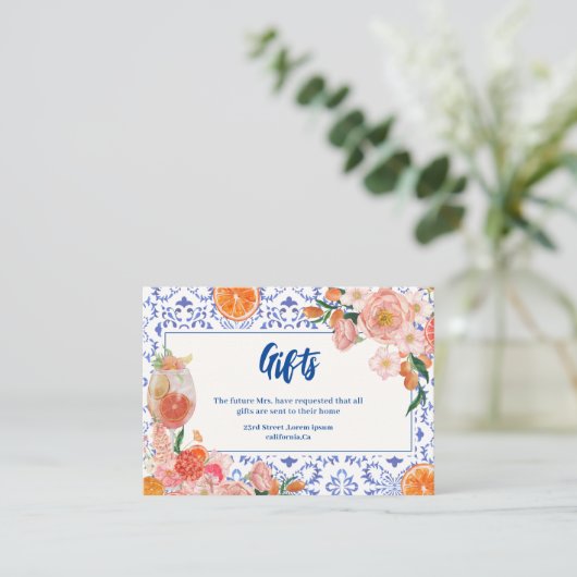 Dat is Amore bloemenspits Vrijgezellenfeest gesche Informatiekaartje (Staand voorkant)