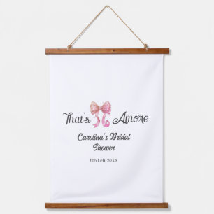 dat is amore bruiloftsborrel roze retro strik boho hangend wandkleed