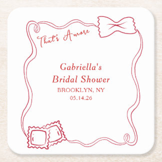 Dat is Amore Hand Drawn Pasta Italië Vrijgezellenf Vierkante Kartonnen Onderzetter