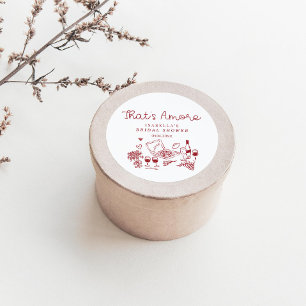 Dat is amore handgetekende bruidsdouche ronde sticker