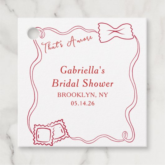 Dat is Amore Handgetekende Pasta Italië Bruidsdouc Bedankjes Labels (Voorkant)