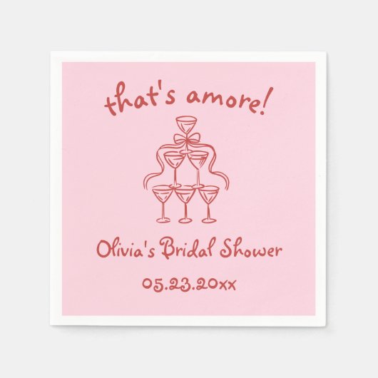 Dat is Amore! Handgetekende Roze Bruiloft Servet (Voorkant)