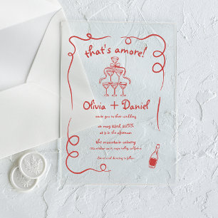 Dat is Amore Handgetekende Vintage Whimsische Trou Acryl Uitnodigingen
