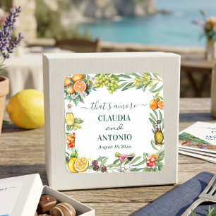 Dat is Amore Italiaans Citrus Bruiloft Vierkante Sticker