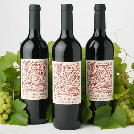 Dat is Amore Italiaans eten Aangepaste Bruidsdouch Wijn Etiket