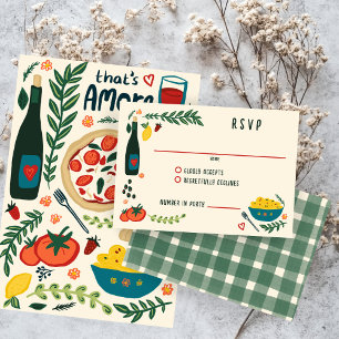 Dat is Amore Italiaans eten Aangepaste bruiloft  RSVP Kaartje