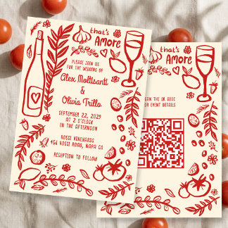 Dat is Amore Italiaans Eten Aangepaste QR Huwelijk Kaart
