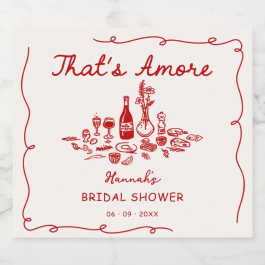 Dat is Amore Italiaanse Getekende Bruiloft Feest Sparkling Wijnetiket (Enkel label)