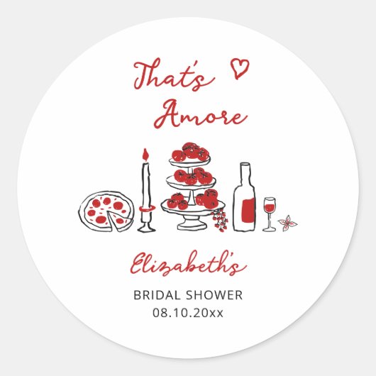 Dat is Amore Italiaanse handgetekende rode bruidsd Ronde Sticker (Voorkant)