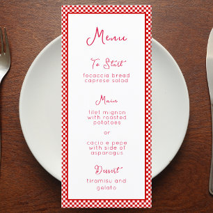 "Dat is Amore" Italiaanse Rood Geruite Print Lande Menu