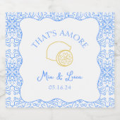 Dat is Amore Lemon Blue Tegels Amalfi Italië bruil Sparkling Wijnetiket (Enkel label)