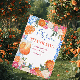 Dat is amore mediterraan blauwe tegels bruids douc bedankkaart