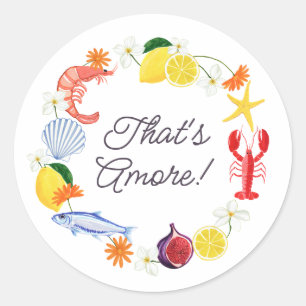 Dat is Amore Mediterrane Kust Bruidsdouche Ronde Sticker