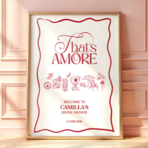 Dat is Amore met de hand getekende bruiloftsuitnod Poster