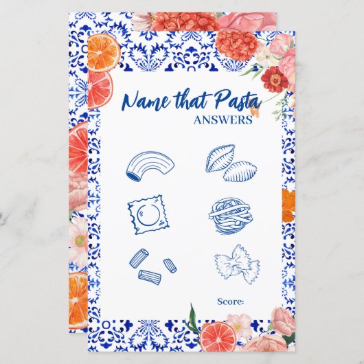 Dat is amore Naam dat pasta vrijgezellenfeest spel (Voorkant / Achterkant)